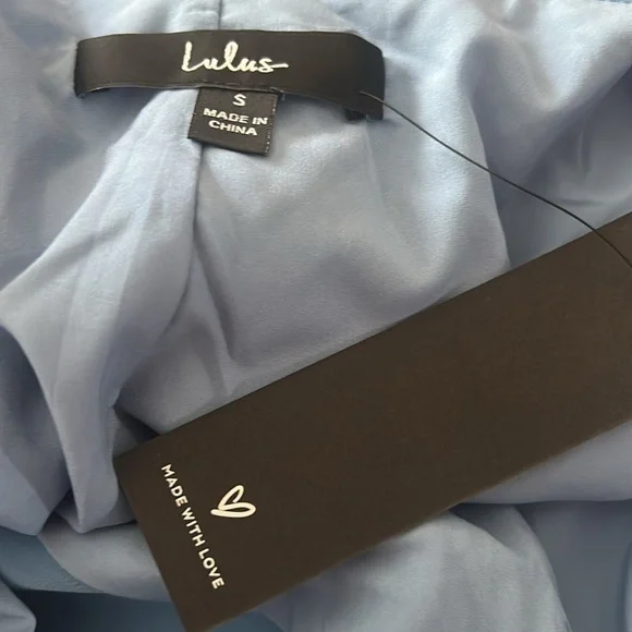 Lulus Extremely Chic Blue Collared Tie-Back Button-Up Mini Dress Size Small - Picture 9 of 9